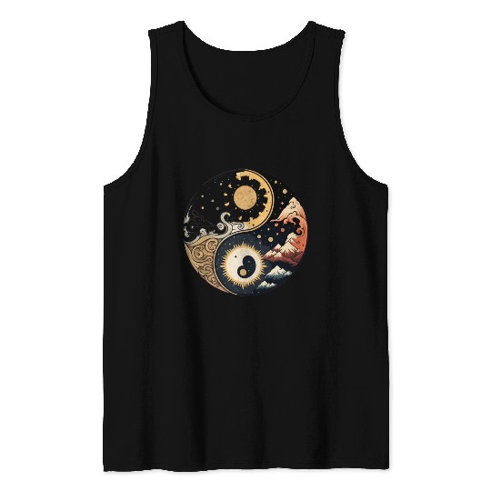Sun and moon yin yang Tank Tops