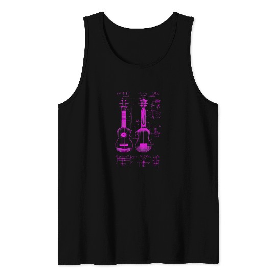 Ukulele Leonardo Da Vinci Sketch Blueprint Tank Tops