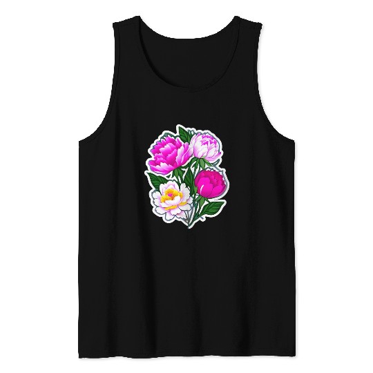 Peony Flower Art Tank Tops