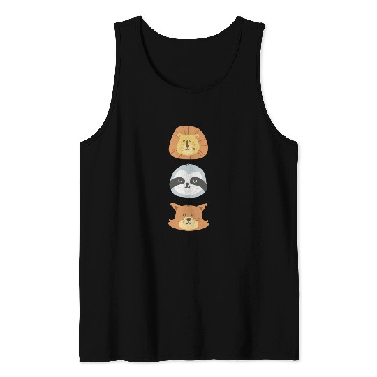 Lion, Sloth and Weasel Tank Tops