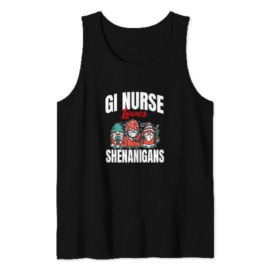 Funny Gi Nurse Loves Shenanigans Irish St. Tank Tops