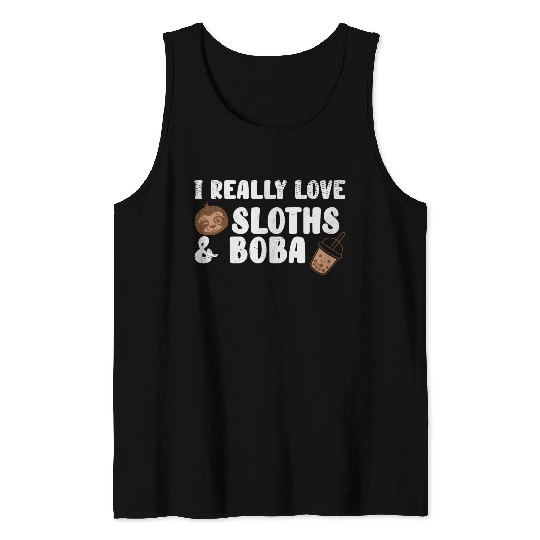 Cute Lazy Sloth Boba Tea Sweet Bubble Tea Tank Tops