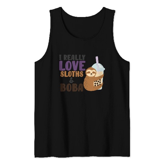 Cute Lazy Sloth Boba Tea Sweet Bubble Tea Tank Tops