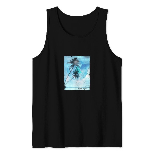 Artistic Cape Coral Florida Palm Tree Vacation Tank Tops