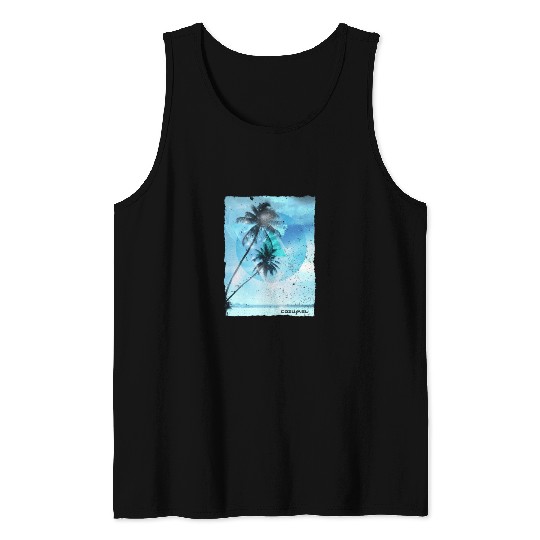 Artistic Cozumel Mexico Palm Tree Vacation Tank Tops
