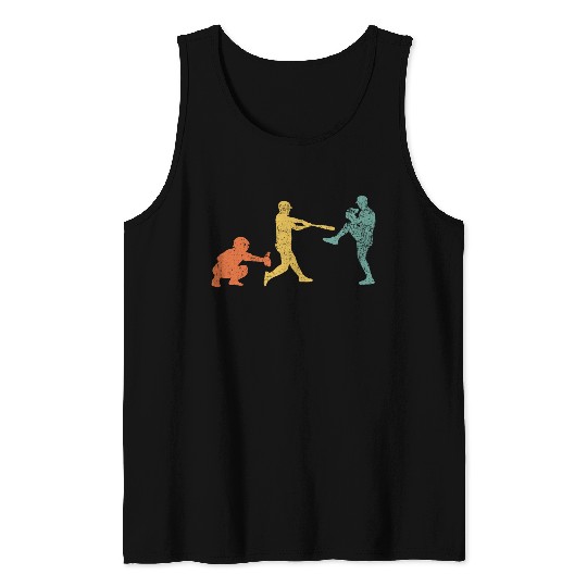 Baseball Catcher Pitcher Batter Vintage Tank Tops