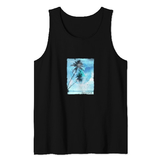 Artistic Santa Cruz California Palm Tree Vacation Tank Tops