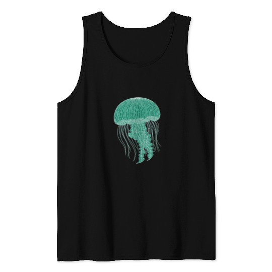 Sea life, Green Jellyfish Tank Tops