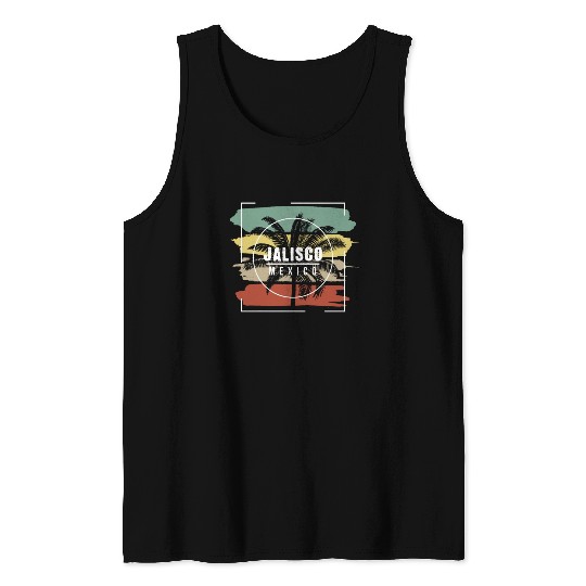 Jalisco Mexico Artistic Palm Tree Retro Tank Tops