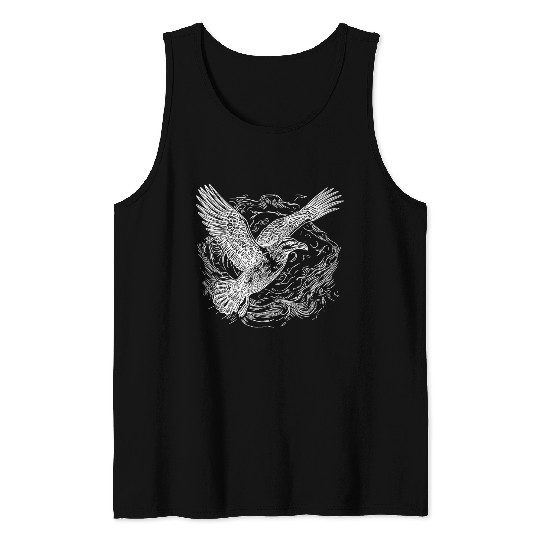 Flying Seagull Over The Sea Tank Tops