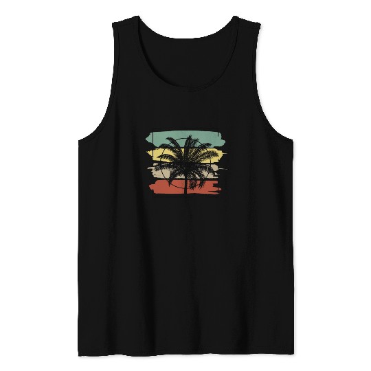 Cape Coral Florida Palm Tree Retro Artistic Tank Tops