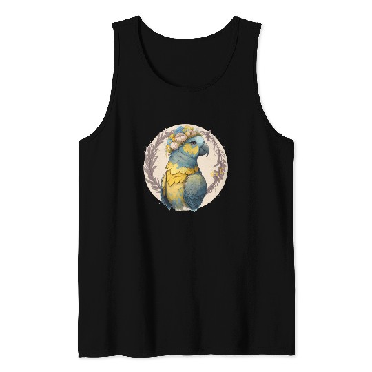 Yellow Blue Ara Macaw Flower Crown Parrot Parakeet Tank Tops