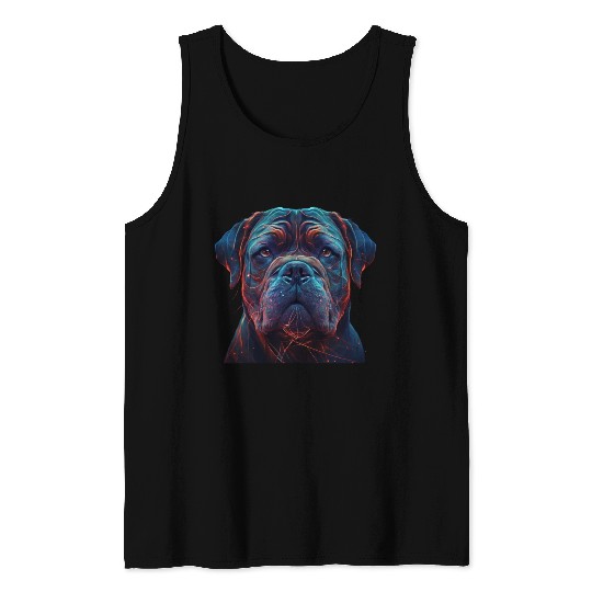 Neon Dogue de Bordeaux AI Art Tank Tops