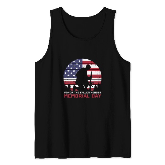 Honor The Fallen Heroes Memorial Day Us Flag Tank Tops