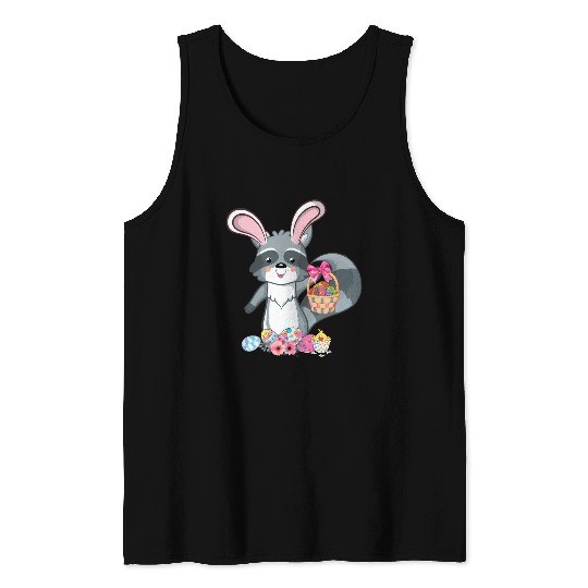 Raccoon Bunny Ears Easter Eggs For Tank Tops