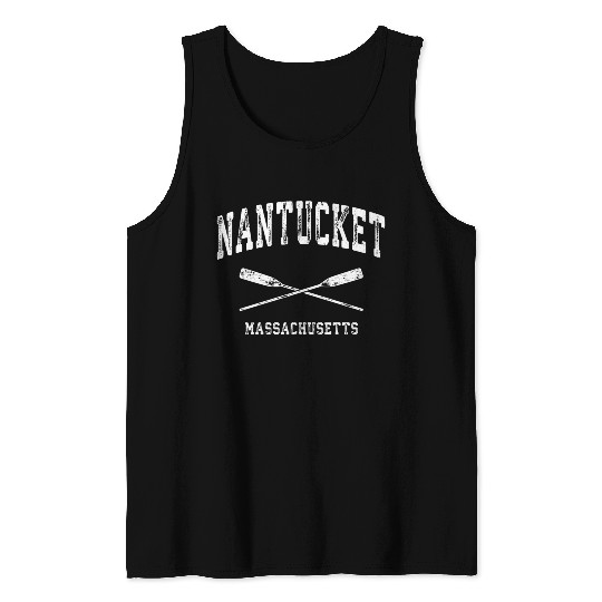 Nantucket Massachusetts Nautical Crossed Oars Tank Tops