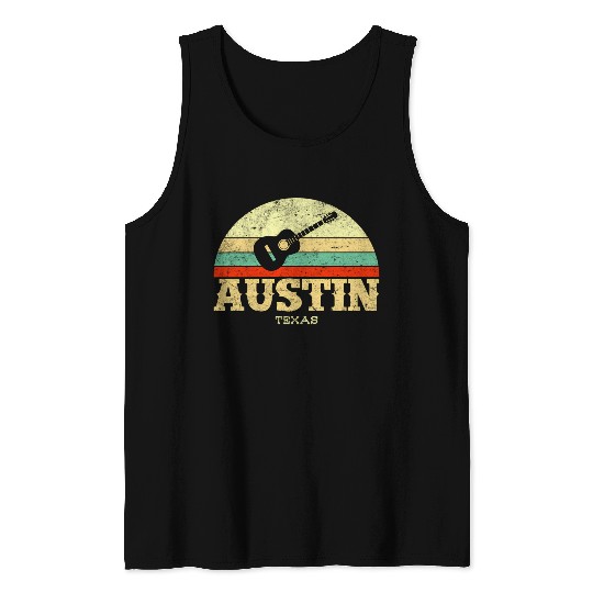 Austin Texas Guitar Lone Star State Tank Tops