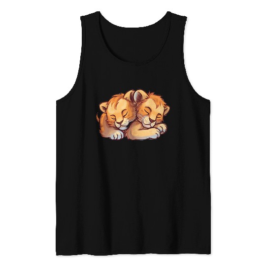 Sleeping Lion Cubs Tank Tops