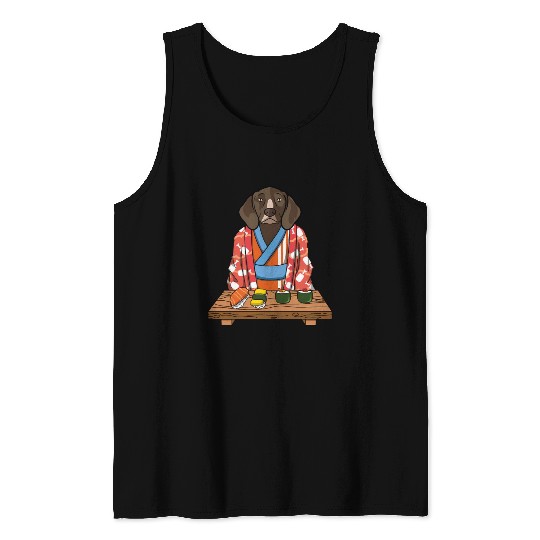 Kawaii Japanese German Shorthaired Pointer Kimono Tank Tops