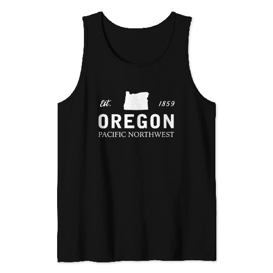 Oregon Est 1859 Pacific Northwest Us Flag Tank Tops