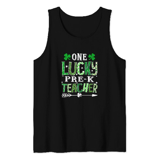 St Patrick'S Day One Lucky Pre-K Teacher Shamrock Tank Tops
