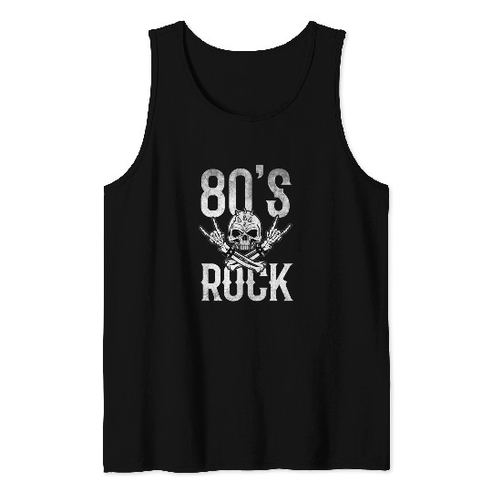 80S Rock And Roll Distressed Music Guitar Band Tank Tops