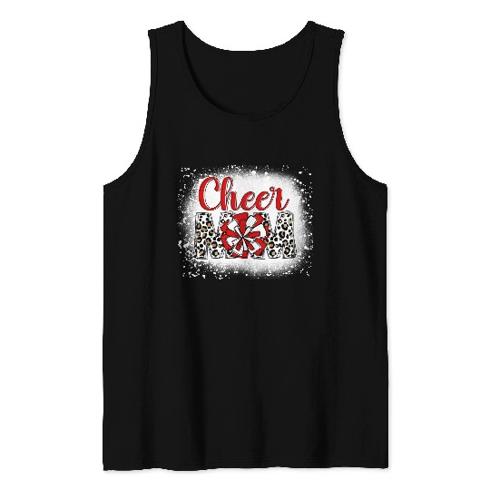 Cheer Mom Leopard Cheerleader Bleached Mother Tank Tops
