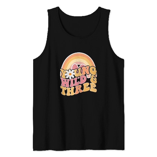 Daisy Birthday Young Wild 3 Boho 3rd Birthday Tank Tops