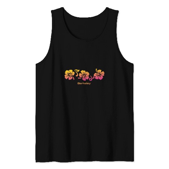 Berkeley California Hibiscus Souvenir Vacation Tank Tops