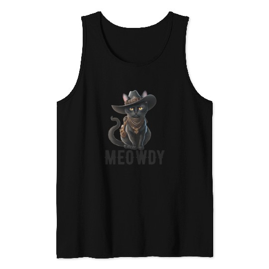 Meowdy Cat Cory Music Kitten Cowboy Tank Tops