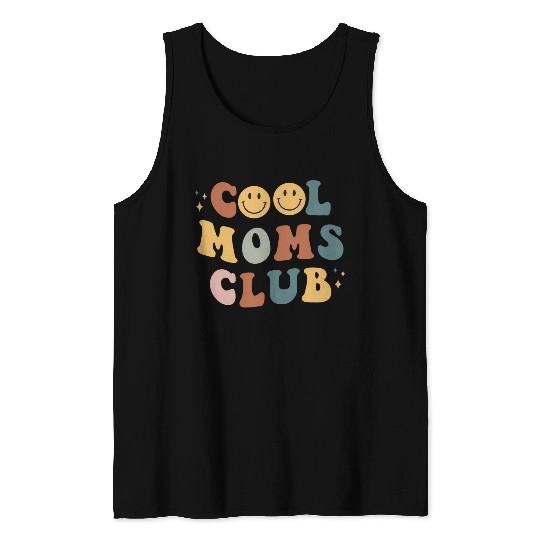 Moms Club On Back Print Tank Tops