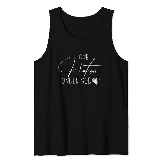 One Nation Under God Usa Script Tank Tops