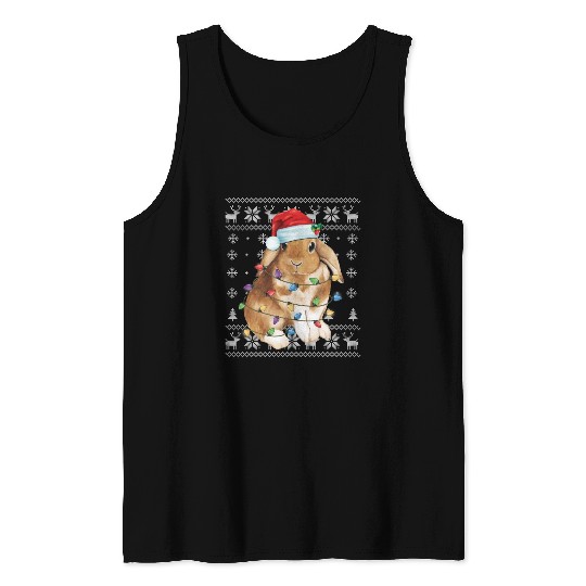 Bunny Rabbit Ugly Tree Decor Tank Tops