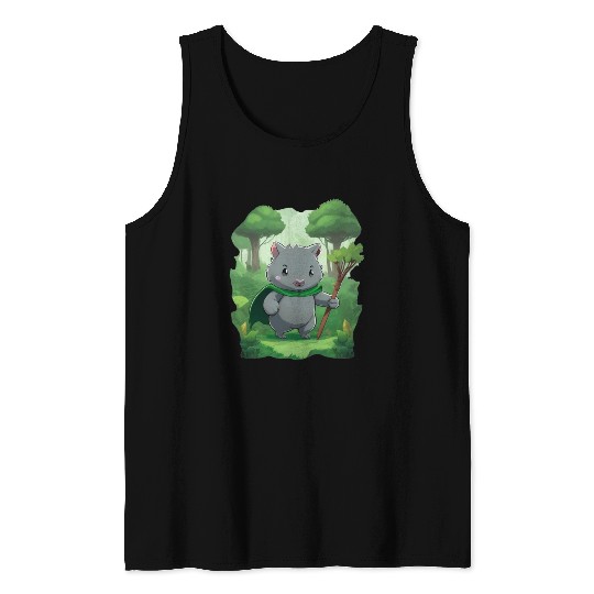 Wombat Hero - Green Cape Wombat Tank Tops