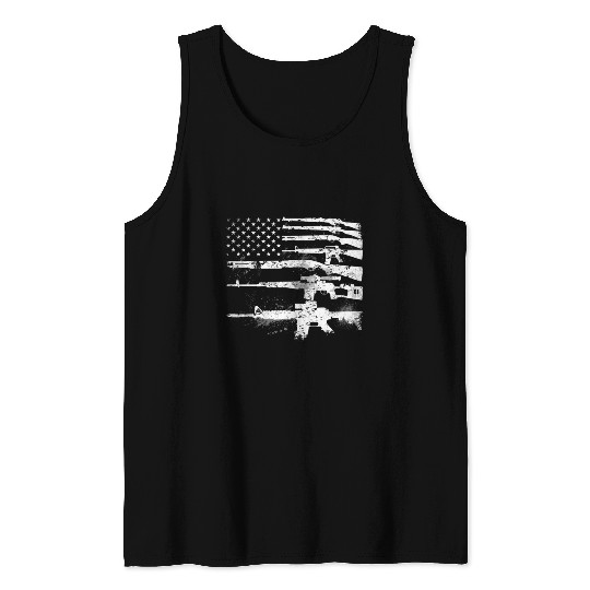USA American Flag Guns Tank Tops