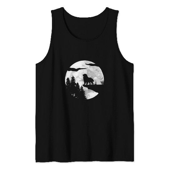 Dog Owner Full Moon At Night Pet Bernese Mountain Tank Tops