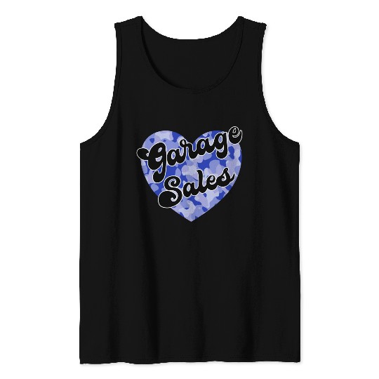 Garage Sales blue camo heart Tank Tops