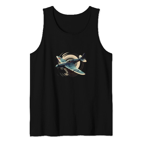 Spitfire Airplane Vintage Pilot Aviator Military Tank Tops