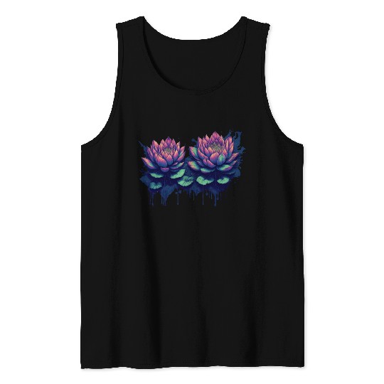 Neon Lotus Flowers Tank Tops