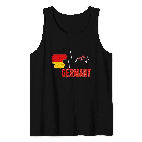 Germany Flag Map Heartbeat For German Pride Tank Tops
