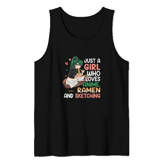 Just A Who Loves Anime Ramen etchingnager Tank Tops