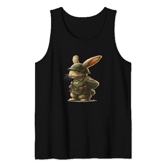Courageous Bunny Soldier Tank Tops