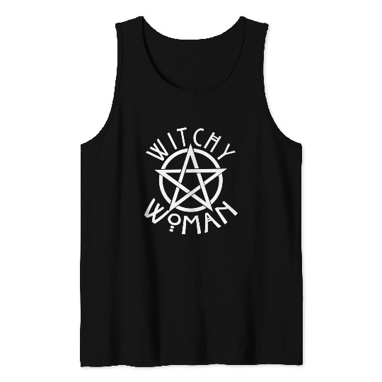 WITCHY WOMAN WITH STAR AND CIRCLE green Tank Tops