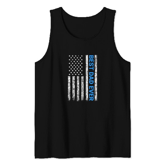 Best Dad Ever With Us America Flag Tank Tops