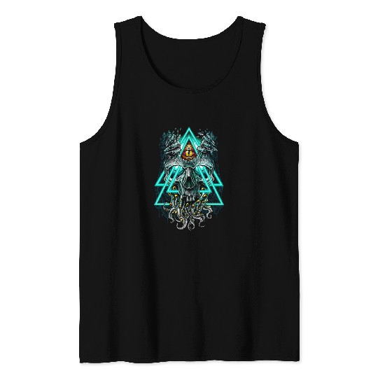 Cthulhu illuminati evil monster Tank Tops