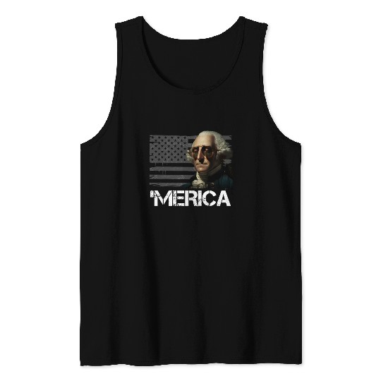 Merica George Washington Independence Day USA Tank Tops