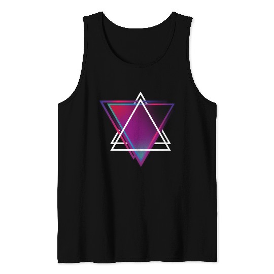 "Triangle Bliss: Geometric Marvel Tank Tops"