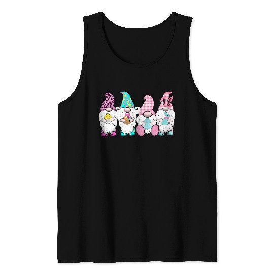 4 Easter Gnomes Pastel Spring Bunny Ears Gingham R Tank Tops
