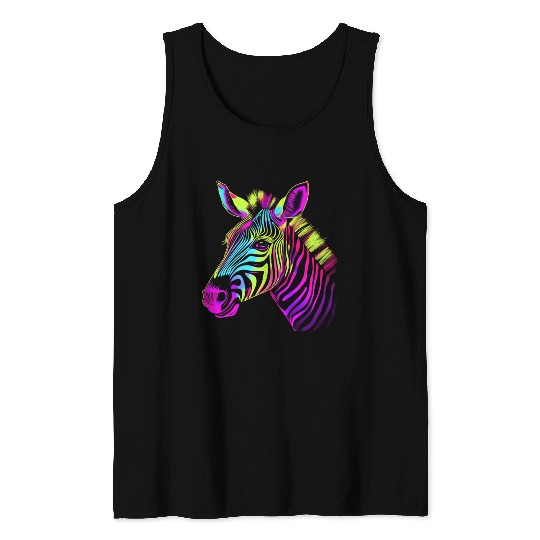 Zebra Neon Colors Portrait Tank Tops