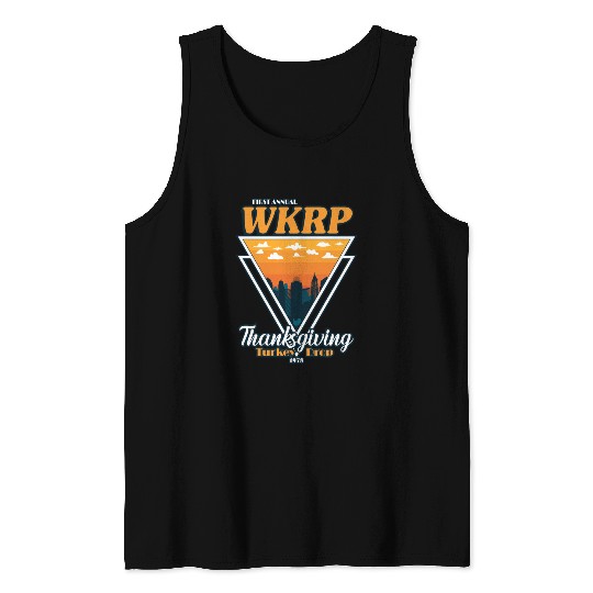 WKRP Thanksgiving Turkey Drop Vintage Triangle Tank Tops